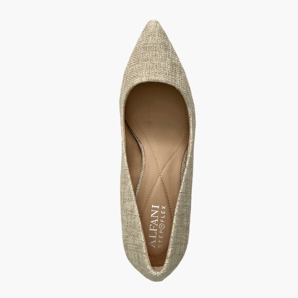ALFANI JENSONN Step N' Flex Pointed Toe Block Heel Pumps Linen Size 6 M - Picture 7 of 9